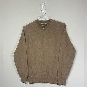 Mango Man Tan Cotton‎ Cashmere V-Neck Sweater Camel Brown Small XS